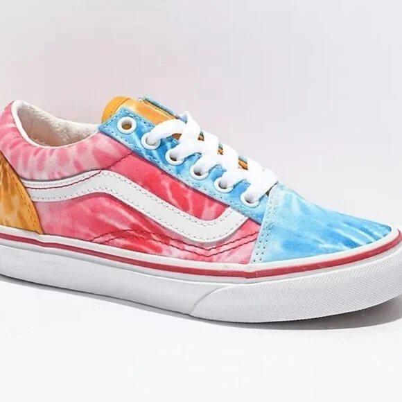 VANS Old Skool Tie Dye Blue, Pink Orange Sneaker Shoe Size 6 Junior - Picture 1 of 11